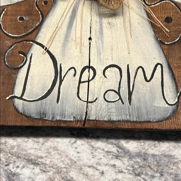Rustic Handcrafted Dream Barn Wood Wall Art with Burlap Flower and Door Knob - Picture 3 of 4